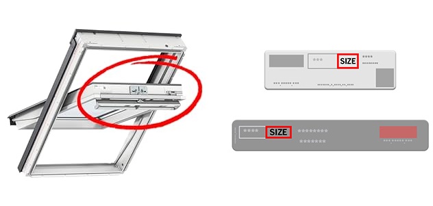 Position des VELUX Typenschilds am Fensterflügel